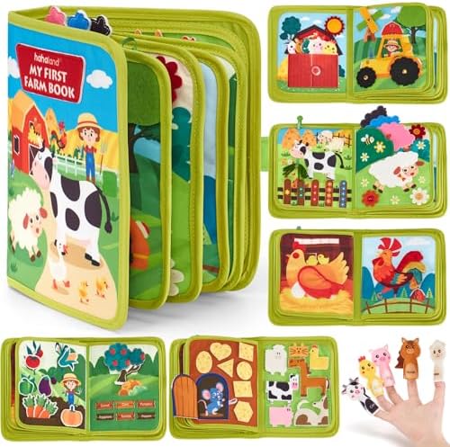 hahaland Busy Book for Toddlers 1-3 - Montessori Toys Busy Board for 1 Year Old Boy Toys Girl Birthday Gift, Educational Quiet Activity Books Easter Basket Stuffers Toddler Toys 1-2 One Year Old Gifts
