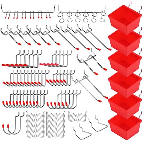 Ultimate 121-Piece Pegboard Hooks Set, Pegboard Accessories with Metal Hooks, Durable Peg Board Organizer Accessories, Pegboard Bins, Peg Board Tool Utility Hooks, Peg Board Hooks