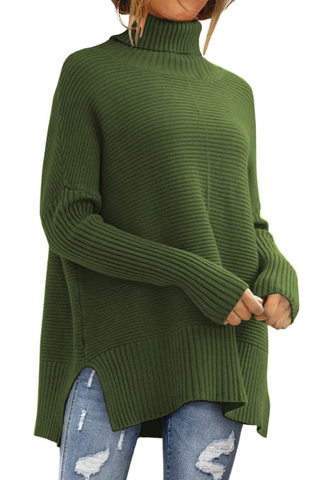 LILLUSORY Christmas Sweaters Womens Green Turtleneck Oversized Fall Fashion Sweater Dress 2024 Trendy Long Pullover Knit Tops