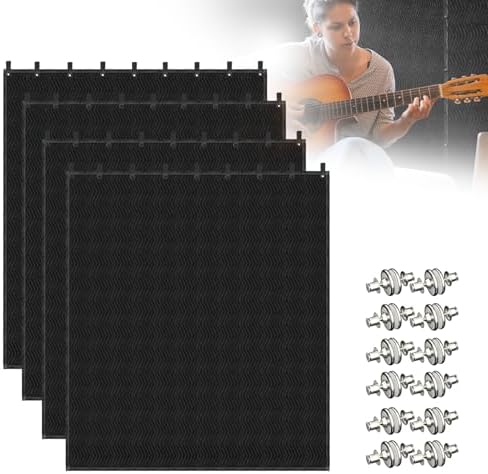 Soundproof Blanket for Door 96" x 80", 4 PCS Heavy Duty Sound Dampening Curtains, Noise Cancelling Studio Acoustic Blanket, Light Blocker, Moving with Grommets for Home, Window, Furniture, Black