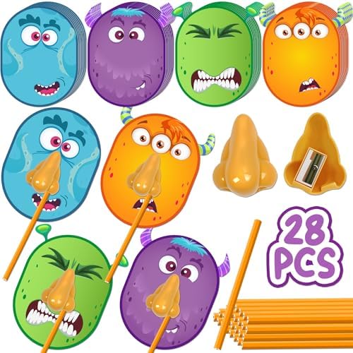 Nose Pencil Sharpener Valentines - 28 PACK I Pick Your Nose Valentine Card with Valentine Pencils & Nose Pencil Sharpener, Valentine Exchange Cards for School, Valentines Party Favors for Kids