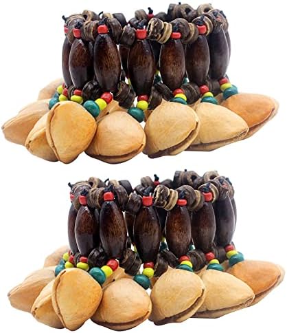 Cacho Seed Rattle Bracelet Anklet, 2 PCS African Shaker Nut Shell Bracelet Natural Percussion Accessories Musical Instrument