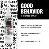 IGK GOOD BEHAVIOR 4-in-1 Prep Spray Travel | Leave In + Detangle + Heat Protectant | Vegan + Cruelty Free | 2 Oz