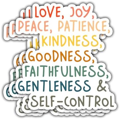 (3pcs) Love Joy Peace Patience Kindness Goodness Faithfulness Gentleness and Self-Control Sticker for Water Bottles Laptops Phones Kindle Jesus Christian Inspirational Quote Vinyl Decals-2.8x3