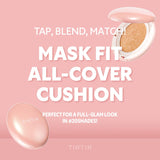 TIRTIR Mask Fit All Cover Pink Cushion Foundation | High Coverage, Velvety Matte Finish, Lightweight, Flawless, Corrects Redness, Korean Cushion, Pack of 1 (0.63 oz.), #23N Sand