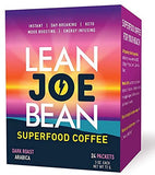 Lean Joe Bean Superfood Coffee | Organic Instant Keto Coffee with Mushrooms, MCT, Collagen, Turmeric, Probiotics & Folate | Coffee backed by Science (24 Count)