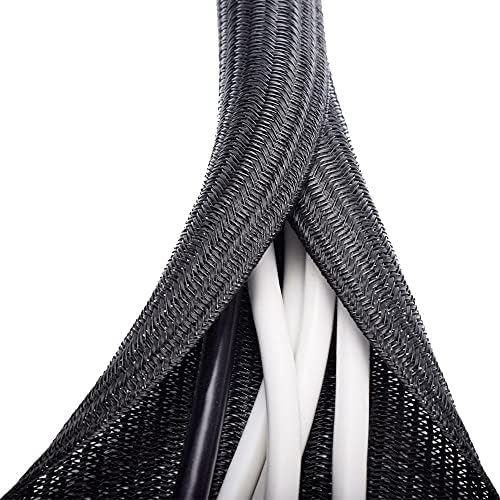 ZhiYo 6.6ft - 4/5 inch Cable Sleeve, Cord Wrap Wire Protector Tubing for Pets, PC Cable Wrap, Computer Cable Management Sleeve - Black