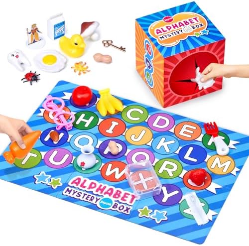 Mystery Alphabet Box for Kids 26 PCS Letters Sorting Matching Game Activities Letter Sounds Fine Motor Learning Toys for Preschool Kindergarten Classroom - Easter Basket Stuffers Gifts