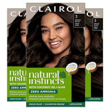 Clairol Natural Instincts Demi-Permanent Hair Dye, 3 Brown Black Hair Color, Pack of 3