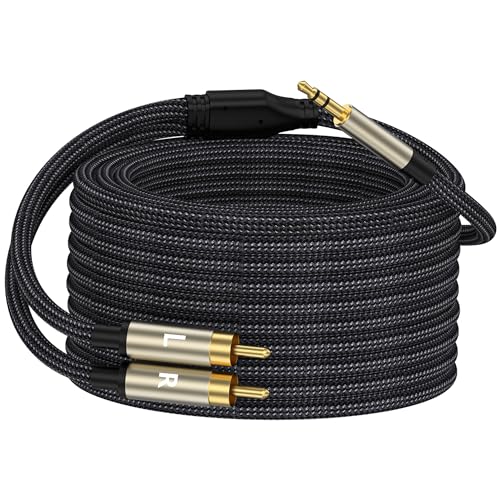 20FT 3.5mm to RCA Audio Adapter, HiFi Sound, Metal Shell, Auxiliary Cord, 1/8 to RCA Connector for Phone, Speaker, MP3, Tablet, HDTV