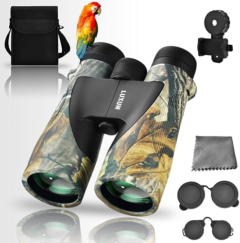 LUXUN 12x50 High Powered Binoculars for Adults with BAK4 Prism, Binoculars with Long Range for Bird Watching Hunting Hiking Travel Cruise Trip,Camouflage Coated