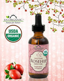 US Organic Rosehip Seed Oil, USDA Certified Organic, Cold Pressed, Virgin Organic, Amber Glass Bottle and Glass Eye Dropper for Easy Application - 2 oz (56 ml)