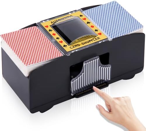 Unniweei Automatic Card Shuffler 1-2 Decks, Electric Battery-Operated Shuffler, Casino Card Game for Poker, Home Card Game, UNO, Phase10, Texas Hold'em, Blackjack, Home Party Club Game