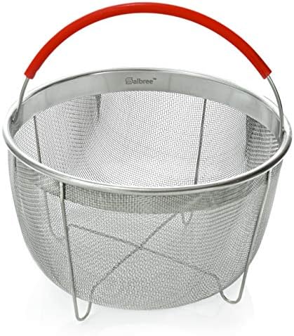 Original Salbree Steamer Basket for 3 qt quart Instant Pot Accessories, Stainless Steel Strainer and Insert fits IP Insta Pots, Instapot, Other Pressure Cookers, with Silicone Handle [6qt 8qt avail]