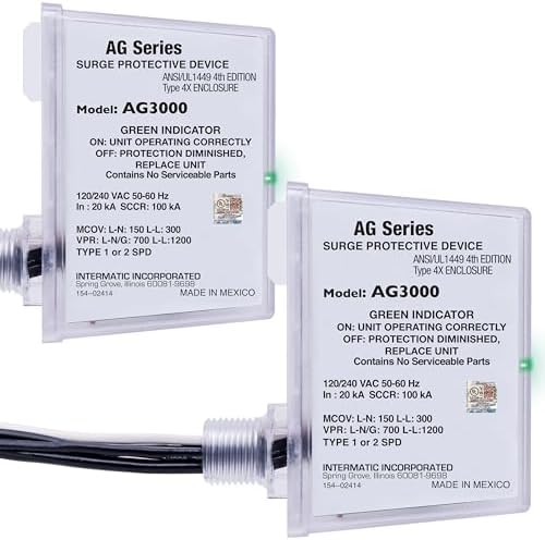 Intermatic AG3000 120/240 VAC Universal HVAC Surge Protective Device, 2 Pack - Comprehensive Surge Protection, TPMOV Technology, Watertight Enclosure - UL Listed and Reliable