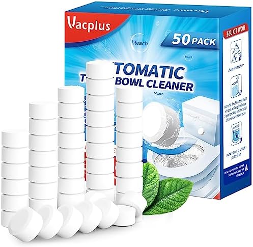 Vacplus Toilet Bowl Cleaner Tablets 50 PACK, Automatic Toilet Bowl Cleaners with Bleach for Deodorizing and Descaling, Bathroom Cleaner Against Tough Stains