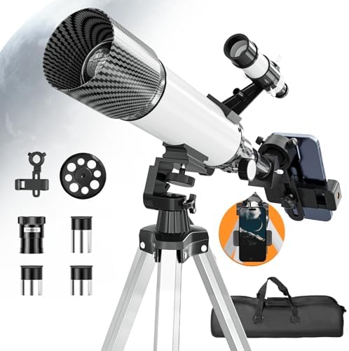 Telescope for Adults and Kids High Powered, 70mm Aperture 400mm Astronomy Telescope (20x-330x) for Kids Beginners, Portable Travel Refractor Telescopes with Phone Adapter, Tripod, Carry Bag