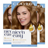 Clairol Nice'n Easy Permanent Hair Dye, 6.5G Lightest Golden Brown Hair Color, Pack of 3