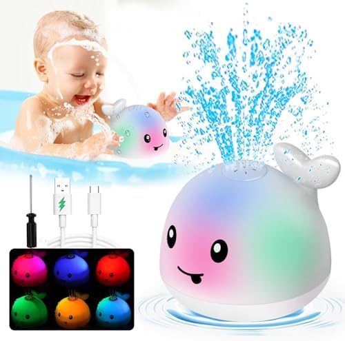 Bath Toys for Babies 6-12 Months - Light Up Whale Bath Toys Sprinkler - Toddler Infant Boy Girls Toys 1st Birthday Gifts - Water Spray Pool Bathtub Toys for Kids Ages 1-3 - Baby Toys 12-18 Months