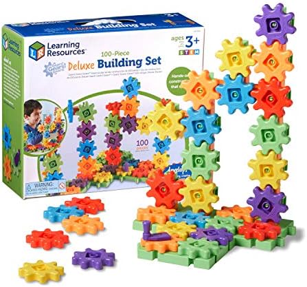 Learning Resources Gears! Gears! Gears! 100-Piece Deluxe Building Set - Ages 3+, Preschool Building Sets, Gears Toys for Kids, STEM Toys for Toddlers, Construction Toy Set