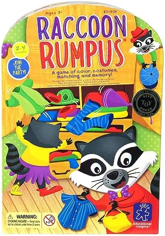 Educational Insights Raccoon Rumpus Game, Preschool Game with Dice & Color Matching, For 2-4 Players, Fun Family Board Game For Kids Ages 3 to 5