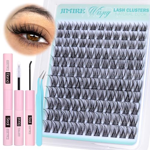 Wispy Lash Clusters Kit Wispy Eyelash Extension Kit D Curl Cluster Eyelash Extensions Kit with Lash Bond and Seal Waterproof 132 Pcs 10-18MM DIY Lash Extension Kit Natural Look