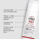 EltaMD UV Clear Face Sunscreen, SPF 46 Oil Free Sunscreen with Zinc Oxide, Protects and Calms Sensitive Skin and Acne-Prone Skin, Lightweight, Silky, Dermatologist Recommended, (2 Pack)