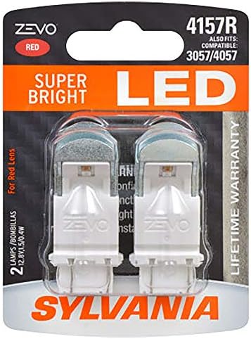 SYLVANIA - 4157 ZEVO LED Red Bulb - Bright LED Bulb, Ideal for Stop and Tail Lights (Contains 2 Bulbs)