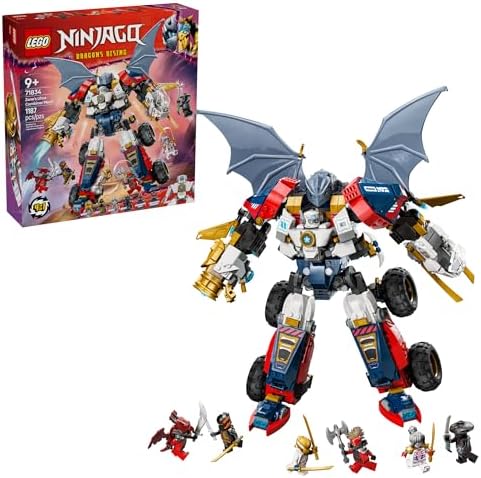 LEGO NINJAGO Zane's Ultra Combiner Mech Ninja Toy - Pretend Play 4-in-1 Building Toy Set for Kids, Boys and Girls, Ages 9+ - with 6 Minifigures - Gift Idea for Birthdays - 71834