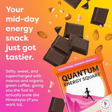 Quantum Energy Square: Energy Bar with Caffeine & 10g Protein. Delicious Healthy Snack On The Go. (Vegan, Gluten-free, Soy-free, Dairy-free). Flavor: Dark Chocolate Pink Himalayan Salt 8Pk