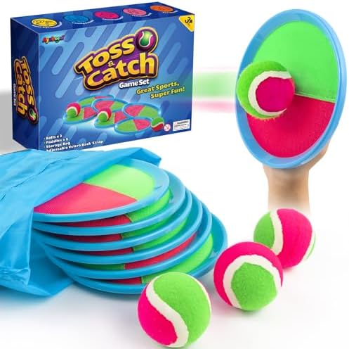 Ayeboovi Kids Toys Toss and Catch Ball Set with 6 Paddles 3 Balls Outdoor Games for Kids Beach Pool Yard Games Toys for 3-12 Years Old Boys Girls Kids Adults Family Birthday Valentine Easter Gifts
