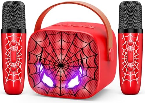 Mini Karaoke Machine Toys Gifts: Kids Toys Easter Birthday Gifts for 4 5 6 7 8 9 Years Old Girl Boy LED Portable Bluetooth Speaker with 2 Wireless Microphone Girl Boy Kid Adult Gift Toy Age 3-12+