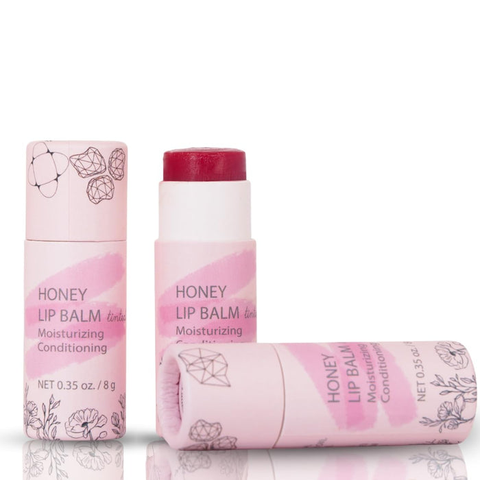 Natural Honey Lip Balm - 100%-grassfed Beef Tallow, Organic Raw Honey & Argan Oil - Ultra Moisturizing, Conditioning, No Paraffin, All natural, Organic - 3 Pack (3x0.28 oz) Tinted