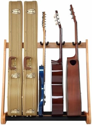 Nefelibata Multi-Purpose Guitar Stand 5 Stands Wooden Guitar Stand Floor Stand for Guitars and Cases, Electric Guitars, Acoustic Guitars, Bass Guitars, Cellos - German Ash