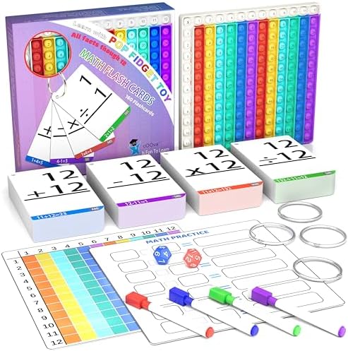 Math Games for Kids - Math Pop It with Flash Cards for Kids Ages 4-8 - Fun Math Practice with Addition, Subtraction, Multiplication & Division - Ideal for Math Learning and Skill Building.