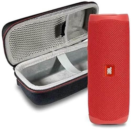 JBL FLIP 5 Portable Wireless Bluetooth Speaker IPX7 Waterproof On-The-Go Bundle with Boomph Hardshell Protective Case - Red