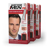 Just For Men Easy Comb-In Color Mens Hair Dye, Easy No Mix Application with Comb Applicator - Darkest Brown, A-50, Pack of 3