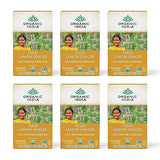 Organic India Tulsi Lemon Ginger Herbal Tea - Stress Relieving & Reviving, Immune Support, Aids Digestion, Vegan, USDA Certified Organic, Non-GMO, Caffeine-Free - 18 Infusion Bags, 6 Pack