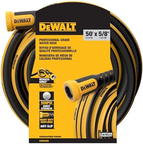 DEWALT Professional Grade Heavy-Duty Water Hose 50' x 5/8"