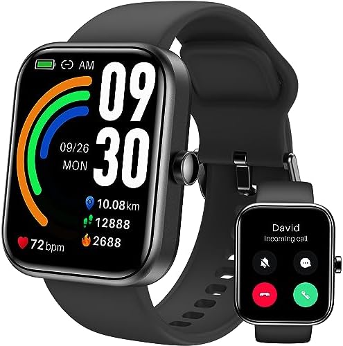 TOZO S3 Smart Watch (Answer/Make Call) Bluetooth Fitness Tracker with Heart Rate, Blood Oxygen Monitor, Sleep Analyzer IP68 Waterproof 1.83 Inch HD Color for Men Women Compatible iPhone & Android
