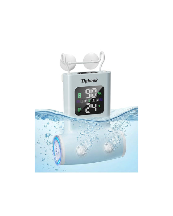 Tipkook Portable Bath Jets for Tub: 5-Speed Jet Spa for Bathtub with LED Display, Bath Jet/Bubble Mode, Rechargeable Bath Jets, Dual Water Outlet, IPX8 Waterproof, Ideal Gift for Home - Blue