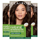 Clairol Natural Instincts Demi-Permanent Hair Dye, 5C Brass Free Medium Brown Hair Color, Pack of 3