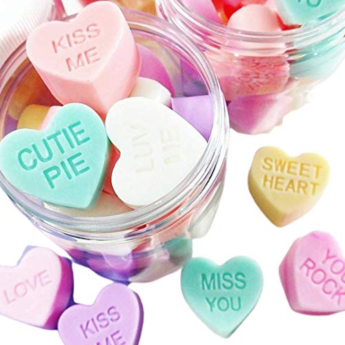 Mini Pastel Conversation Heart Sweetheart SOAP in a Jar Valentines Day Gift for Her
