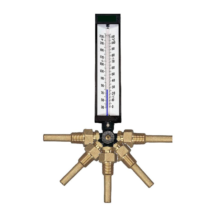 WGTC Thermometer AS5H9DJ 9" Scale, 3-1/2" Stem Length, 30/300°F & -1/149°C Temperature Range Blue Spirit Filled Industrial Thermometer with ABS Case, and Adjustable Angle Stem