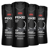 AXE Body Wash Black 4 Count 12h Refreshing Scent Cleanser Frozen Pear & Cedarwood Men's Body Wash with 100% Plant-Based Moisturizers 16 oz