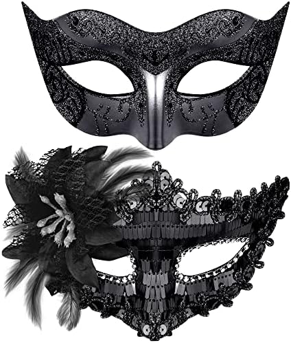 SIQUK Couple Masquerade Masks Set Venetian Party Mask Costume Mask
