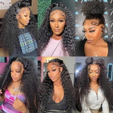 Fynokeh Wear and Go Glueless Wigs Human Hair Pre Plucked Pre Cut 6x4 Hd Lace Closure Wigs Human Hair 20 Inch Kinky Curly Human Hair Wig 250% Density Ready to Wear Glueless Wigs Natural Black