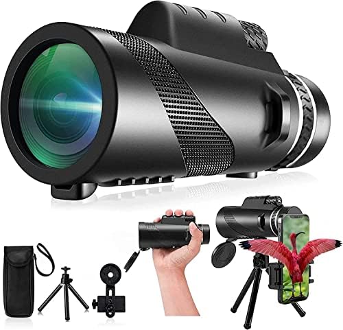 High Power Monocular Telescope for Adults with Smartphone Adapter