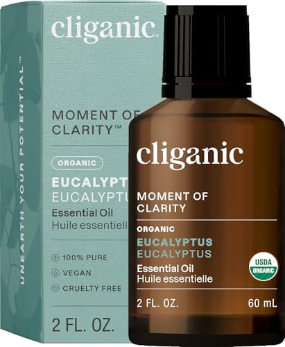Cliganic Organic Eucalyptus Essential Oil - 100% Pure Natural for Aromatherapy Diffuser | Non-GMO Verified (Packaging May Vary)