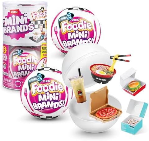 Mini Brands Foodie Series 2 (2 Pack) by ZURU Real Miniature Fast Food Brands Collectible Toy, 5 Mystery Brands for Girls, Teens, Adults, Collectors Perfect Stocking Stuffer and Gift